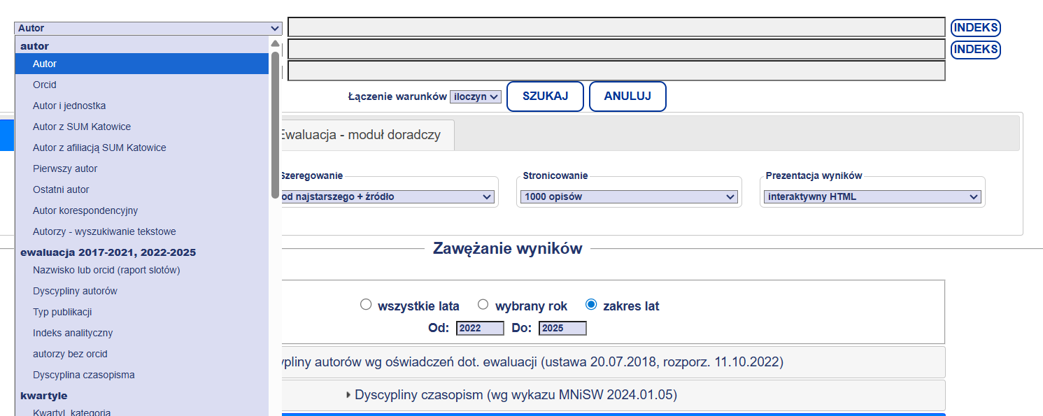 standardowy formularz wyszukiwawczy